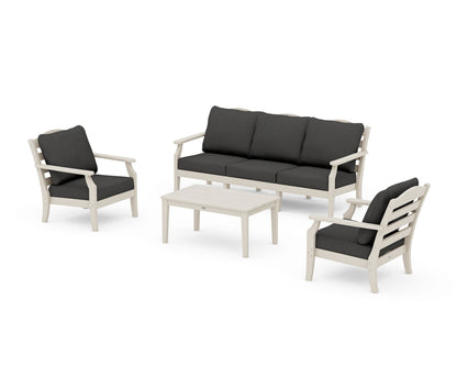 Draper James™ by  POLYWOOD® Savannah 4-Piece Deep Seating Set with Sofa in Sand / Spectrum Carbon