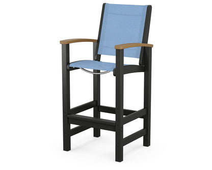 POLYWOOD® Coastal Bar Chair in Black / Natural / Poolside Sling
