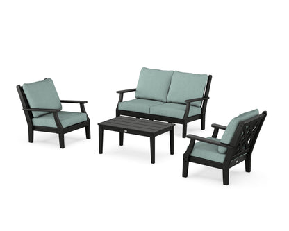 Country Living Wovendale 4-Piece Deep Seating Set with Loveseat in Black / Glacier Spa