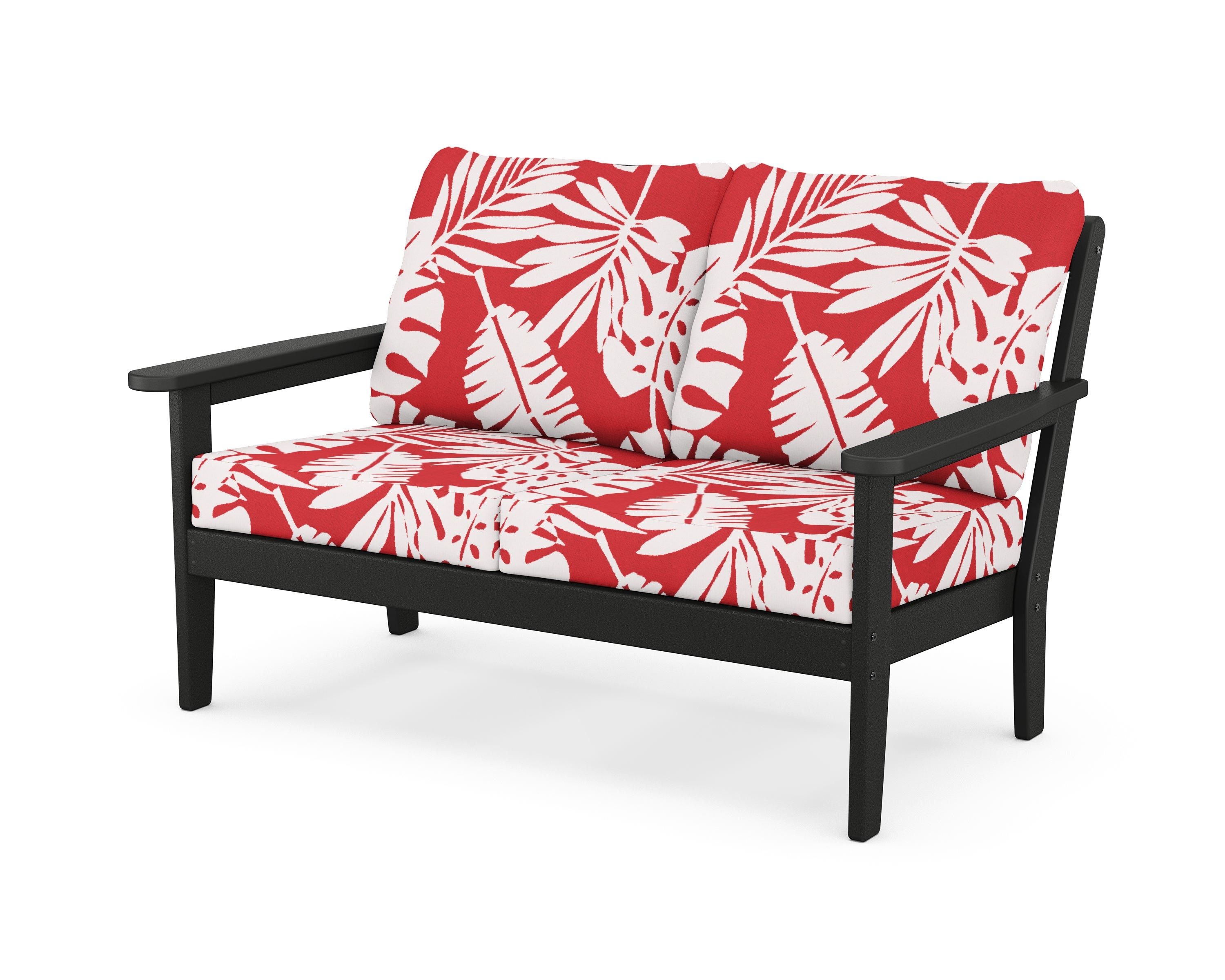 Country Living Cottage Deep Seating Loveseat in Black / Leaf Crimson
