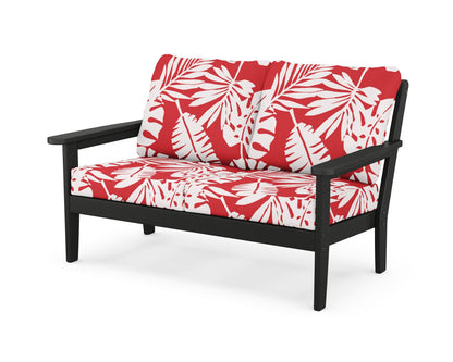 Country Living Cottage Deep Seating Loveseat in Black / Leaf Crimson