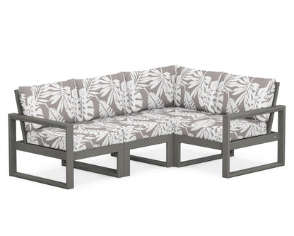 POLYWOOD® EDGE 4-Piece Modular Deep Seating Set in Slate Grey / Leaf Grey Mist