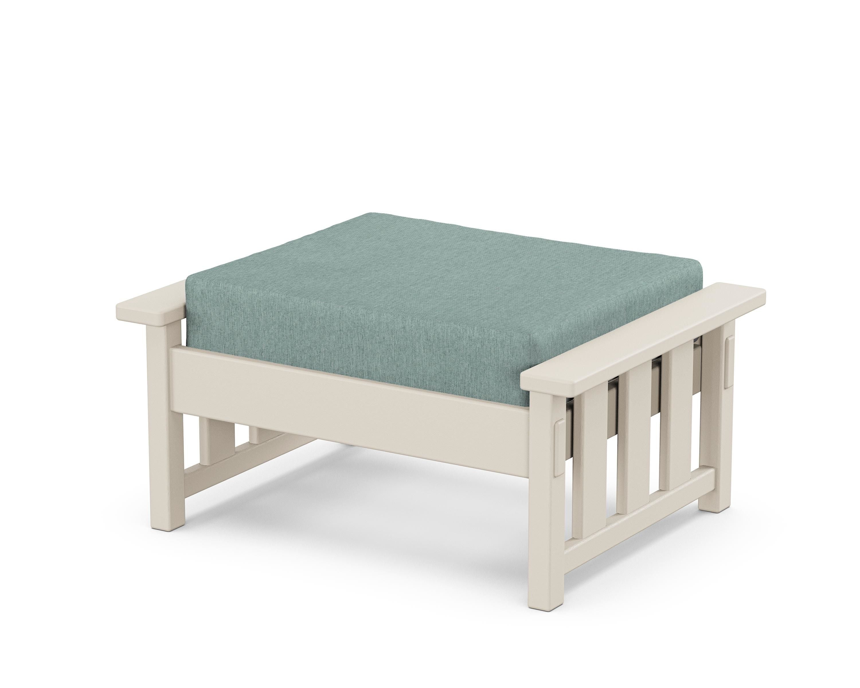 Martha Stewart by POLYWOOD® Acadia Deep Seating Ottoman in Sand / Glacier Spa