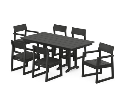POLYWOOD® EDGE 7-Piece Farmhouse Dining Set in Black