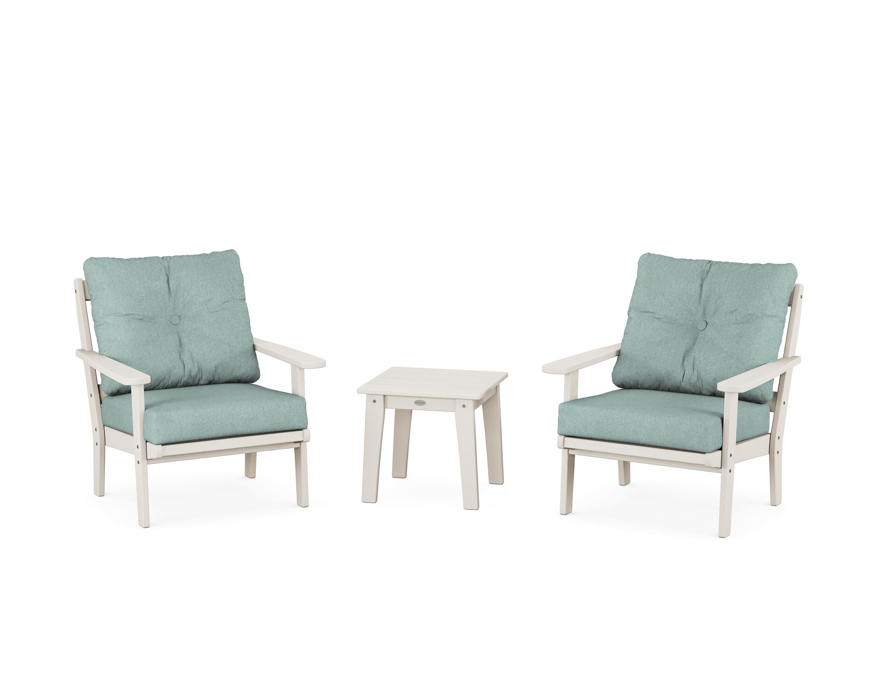 POLYWOOD® Mission 3-Piece Deep Seating Set in Sand / Glacier Spa