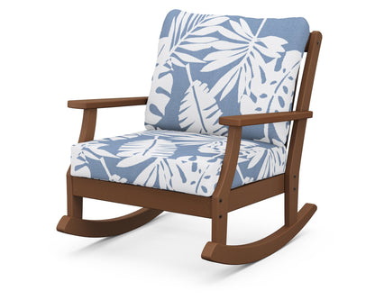POLYWOOD® Braxton Deep Seating Rocking Chair in Teak / Leaf Sky Blue