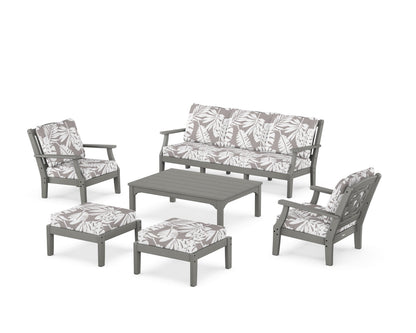 Martha Stewart by POLYWOOD® Chinoiserie 6-Piece Lounge Sofa Set in Slate Grey / Leaf Grey Mist