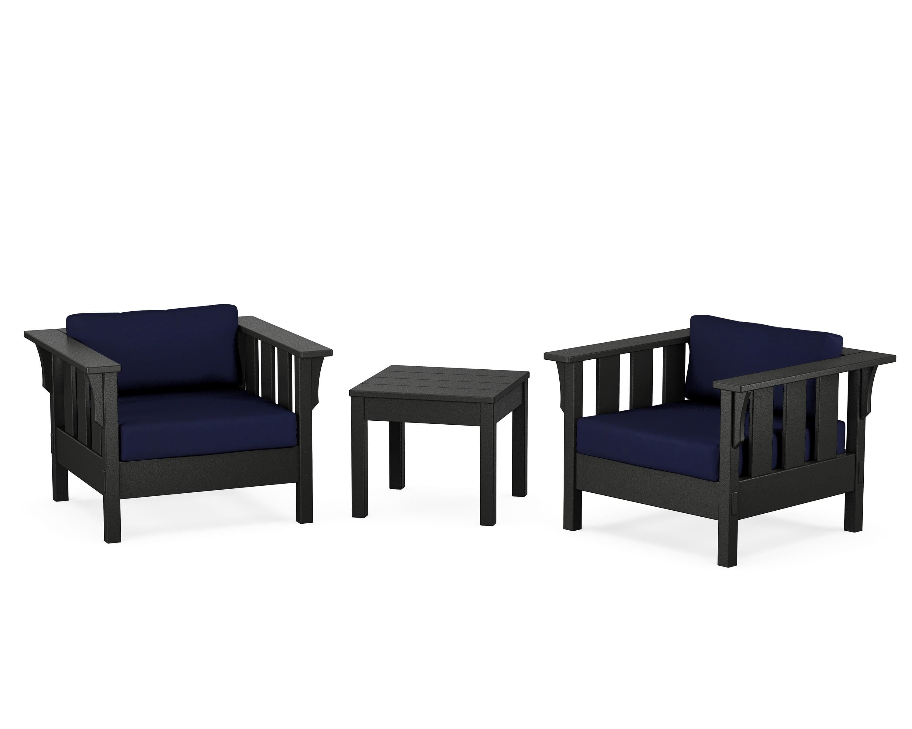 Martha Stewart by POLYWOOD® Acadia 3-Piece Deep Seating Set in Black / Navy