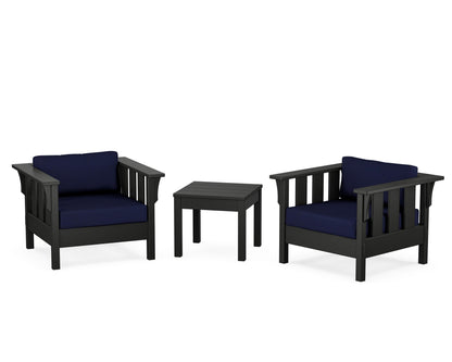 Martha Stewart by POLYWOOD® Acadia 3-Piece Deep Seating Set in Black / Navy