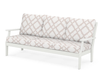 POLYWOOD® Braxton Deep Seating Sofa in Vintage White / Trellis Dune Burlap