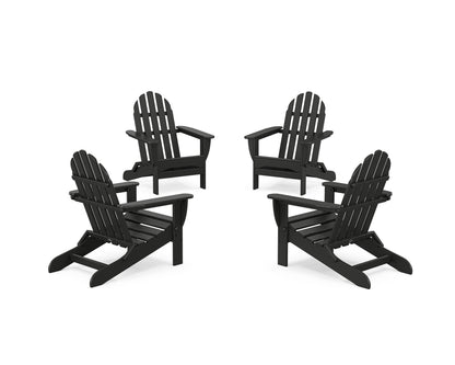 POLYWOOD® 4-Piece Classic Folding Adirondack Conversation Set in Black