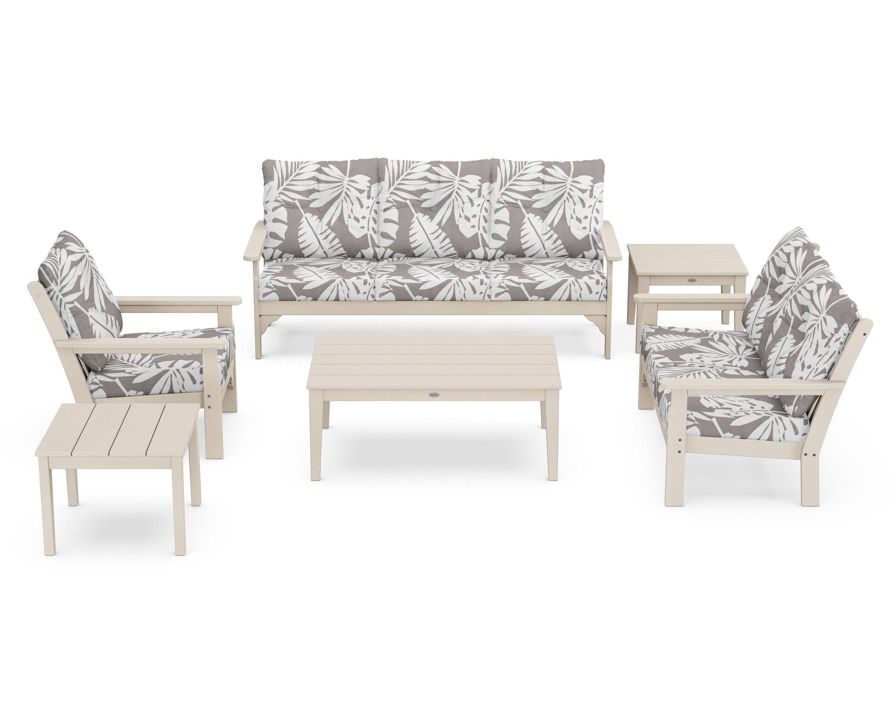 POLYWOOD® Vineyard 6-Piece Deep Seating Set in Sand / Leaf Grey Mist