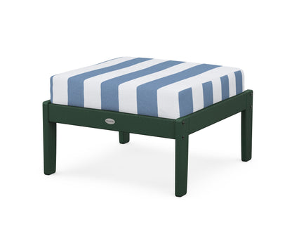POLYWOOD® Braxton Deep Seating Ottoman in Green / Cabana Stripe Sky Blue