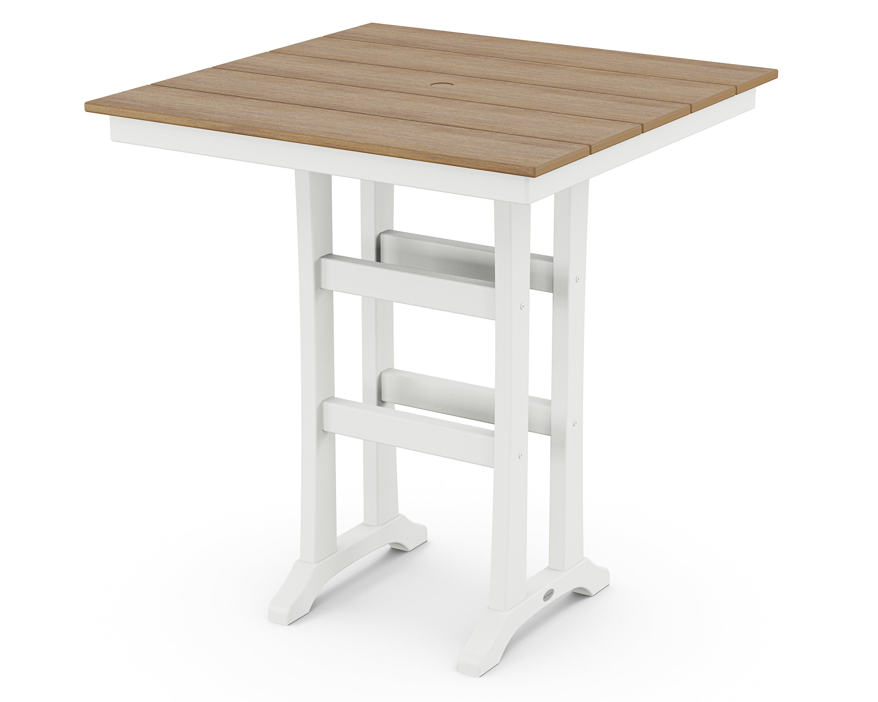 POLYWOOD® Farmhouse Trestle 37" Bar Table in White / Natural