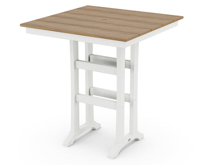 POLYWOOD® Farmhouse Trestle 37" Bar Table in White / Natural