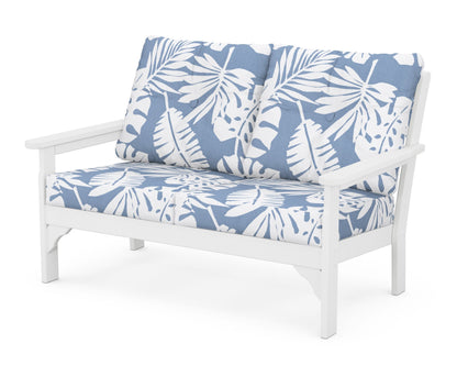 POLYWOOD® Vineyard Deep Seating Loveseat in White / Leaf Sky Blue