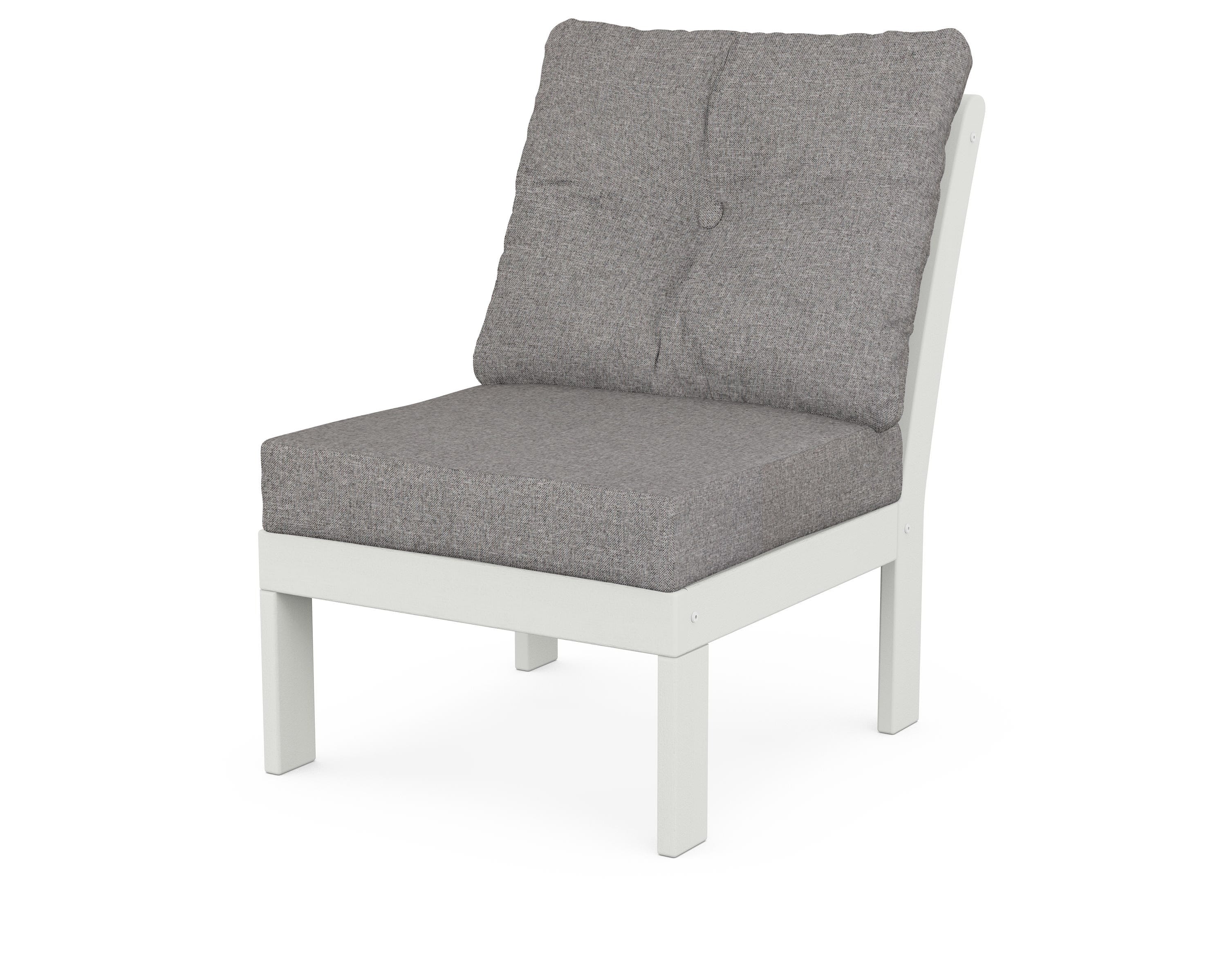 POLYWOOD® Vineyard Modular Armless Chair in Vintage White / Grey Mist
