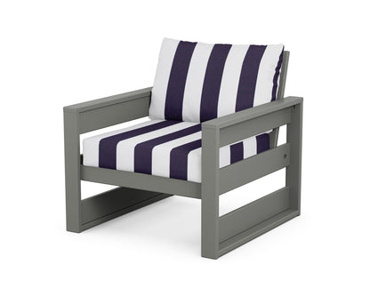 POLYWOOD® Westport Club Chair in Slate Grey / Cabana Stripe Navy