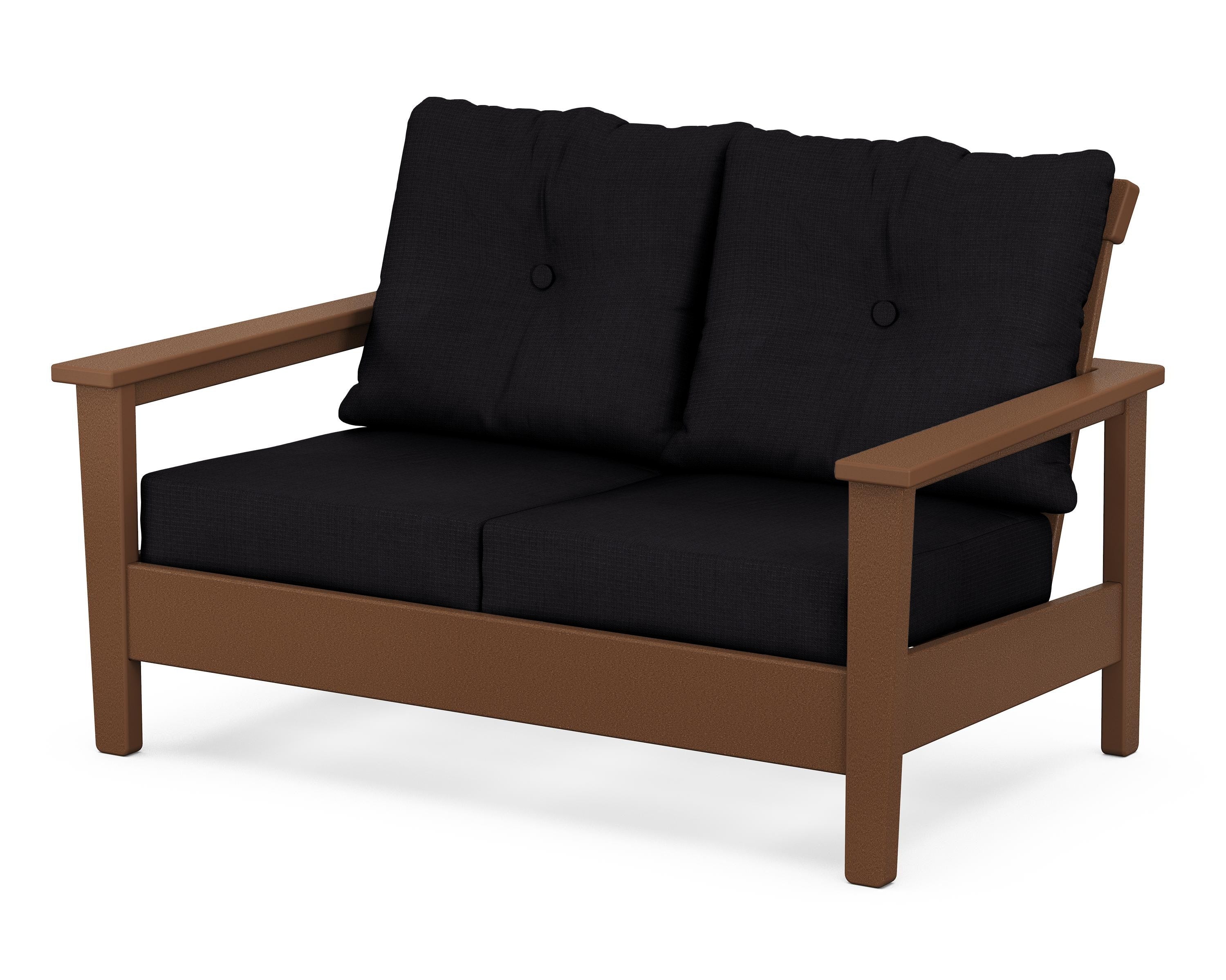 POLYWOOD® Prescott Deep Seating Loveseat in Teak / Midnight Linen