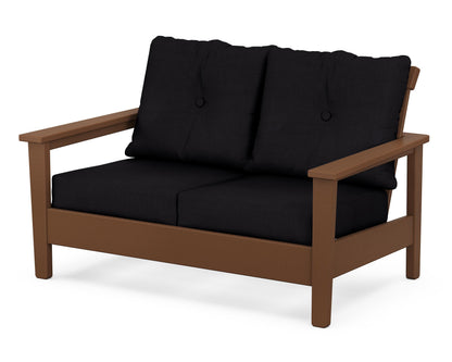 POLYWOOD® Prescott Deep Seating Loveseat in Teak / Midnight Linen