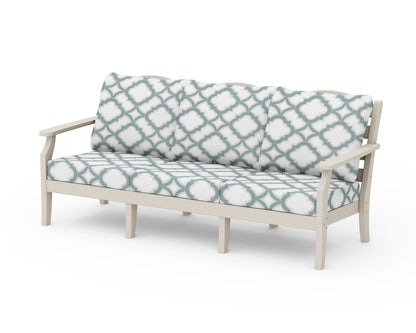 Draper James™ by  POLYWOOD® Savannah Deep Seating Sofa in Sand / Trellis Glacier Spa