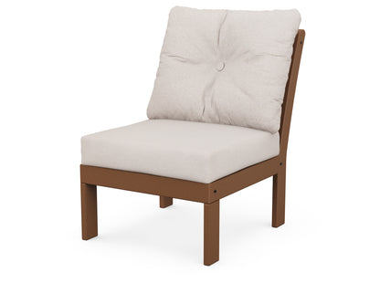POLYWOOD® Vineyard Modular Armless Chair in Teak / Dune Burlap