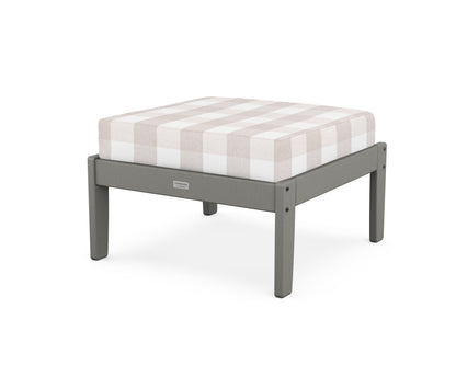 Country Living Cottage Deep Seating Ottoman in Slate Grey / Buffalo Plaid Dune Burlap