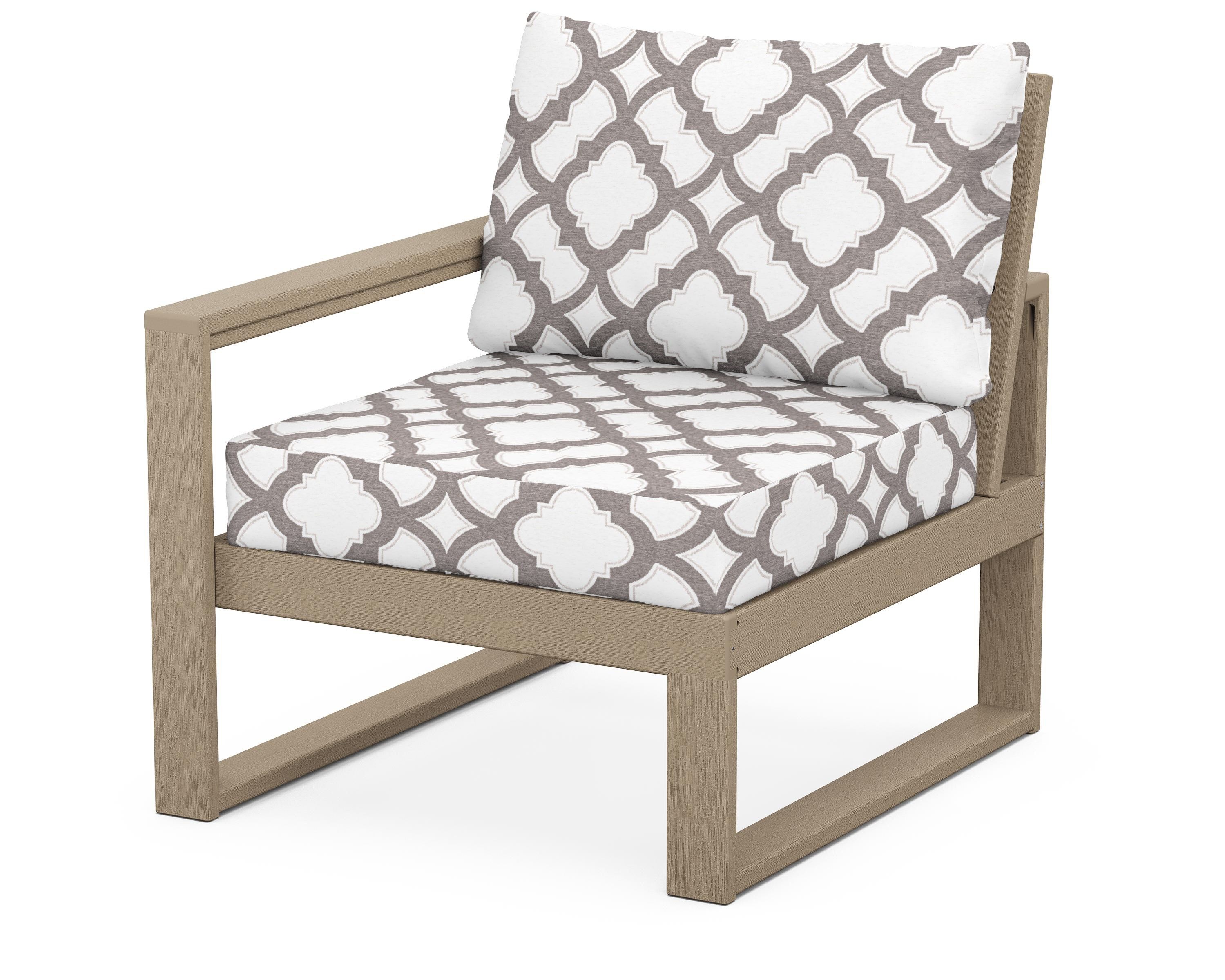 POLYWOOD® EDGE Modular Left Arm Chair in Vintage Sahara / Trellis Grey Mist