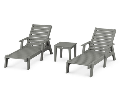 POLYWOOD® Captain Chaise 3-Piece Set with Arms in Slate Grey
