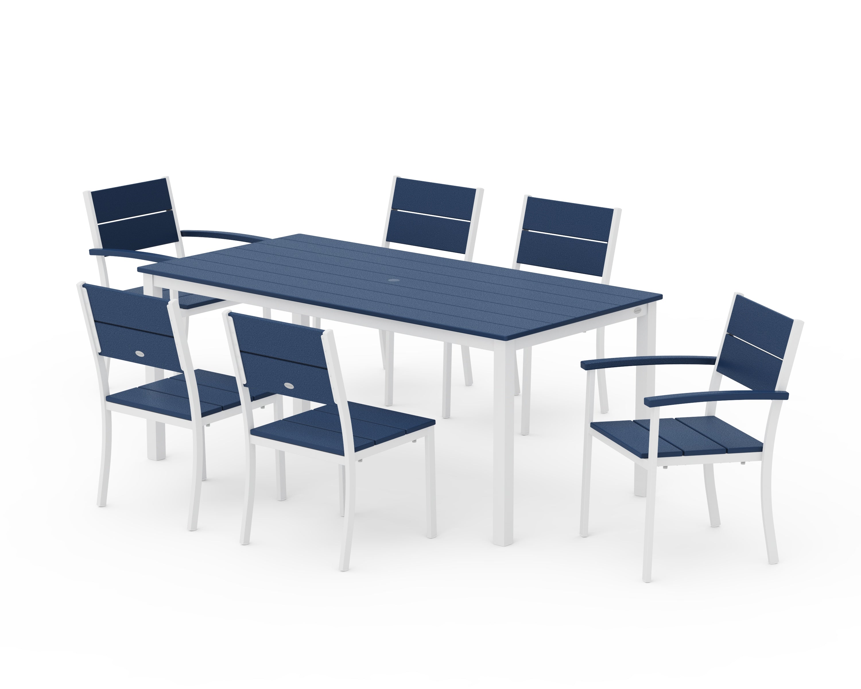 POLYWOOD® Main Street 7-Piece Dining Set in White / Navy