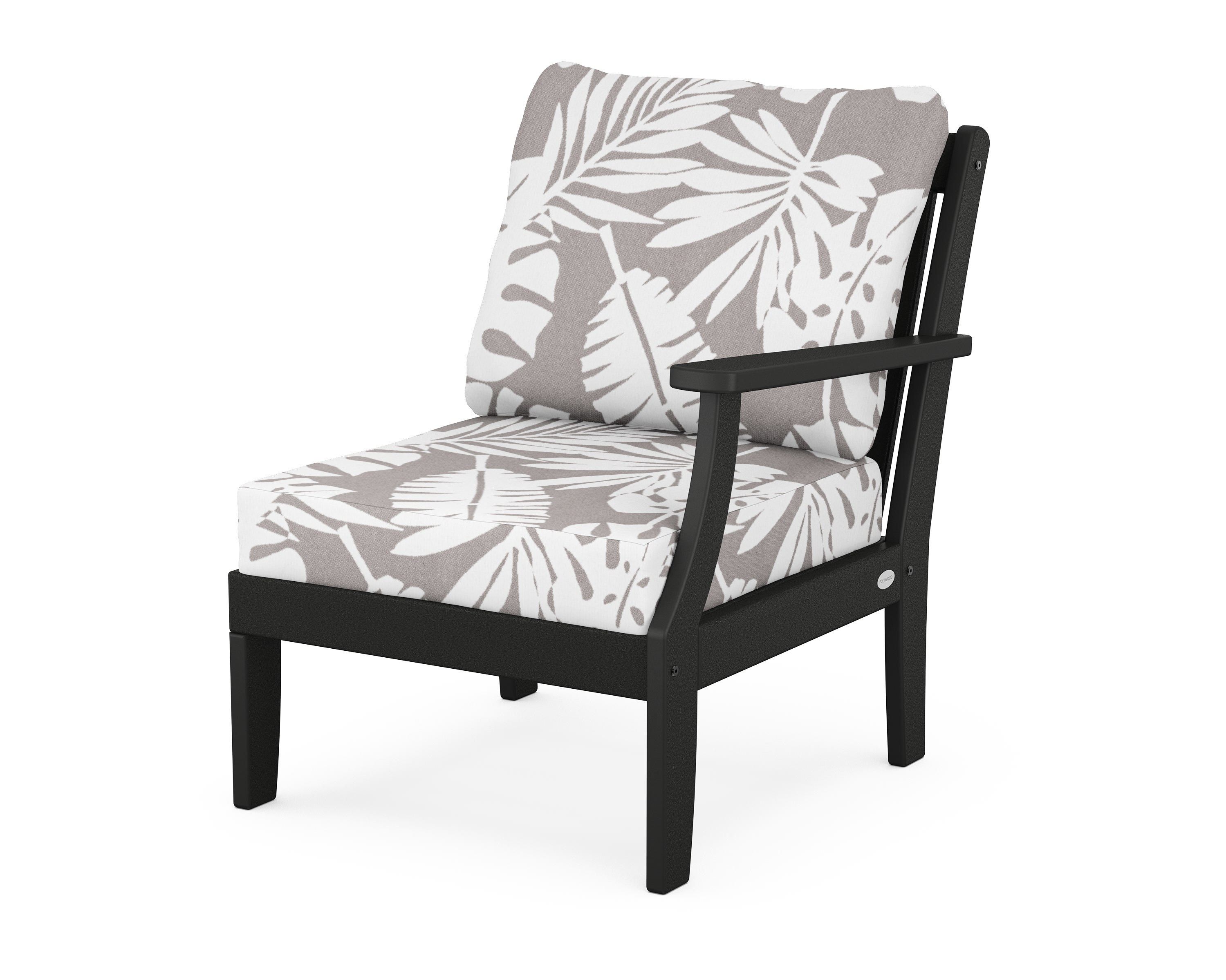 POLYWOOD® Braxton Modular Right Arm Chair in Black / Leaf Grey Mist