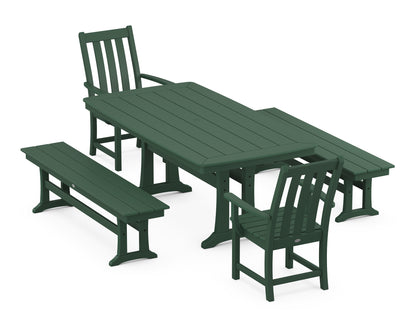 POLYWOOD® Vineyard 5-Piece Dining Set with Trestle Legs in Green