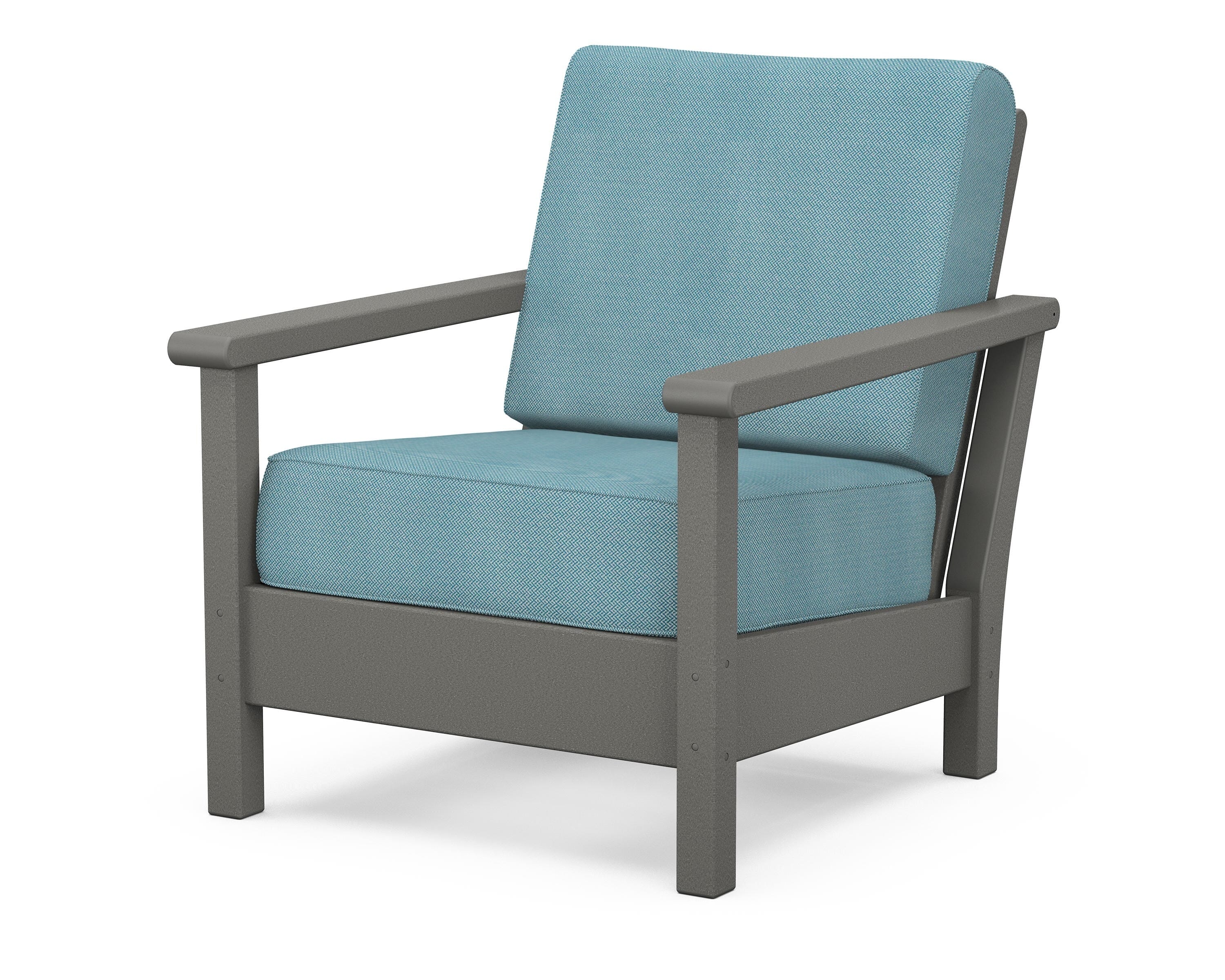 POLYWOOD® Harbour Deep Seating Chair in Slate Grey / Lattice Sky Blue