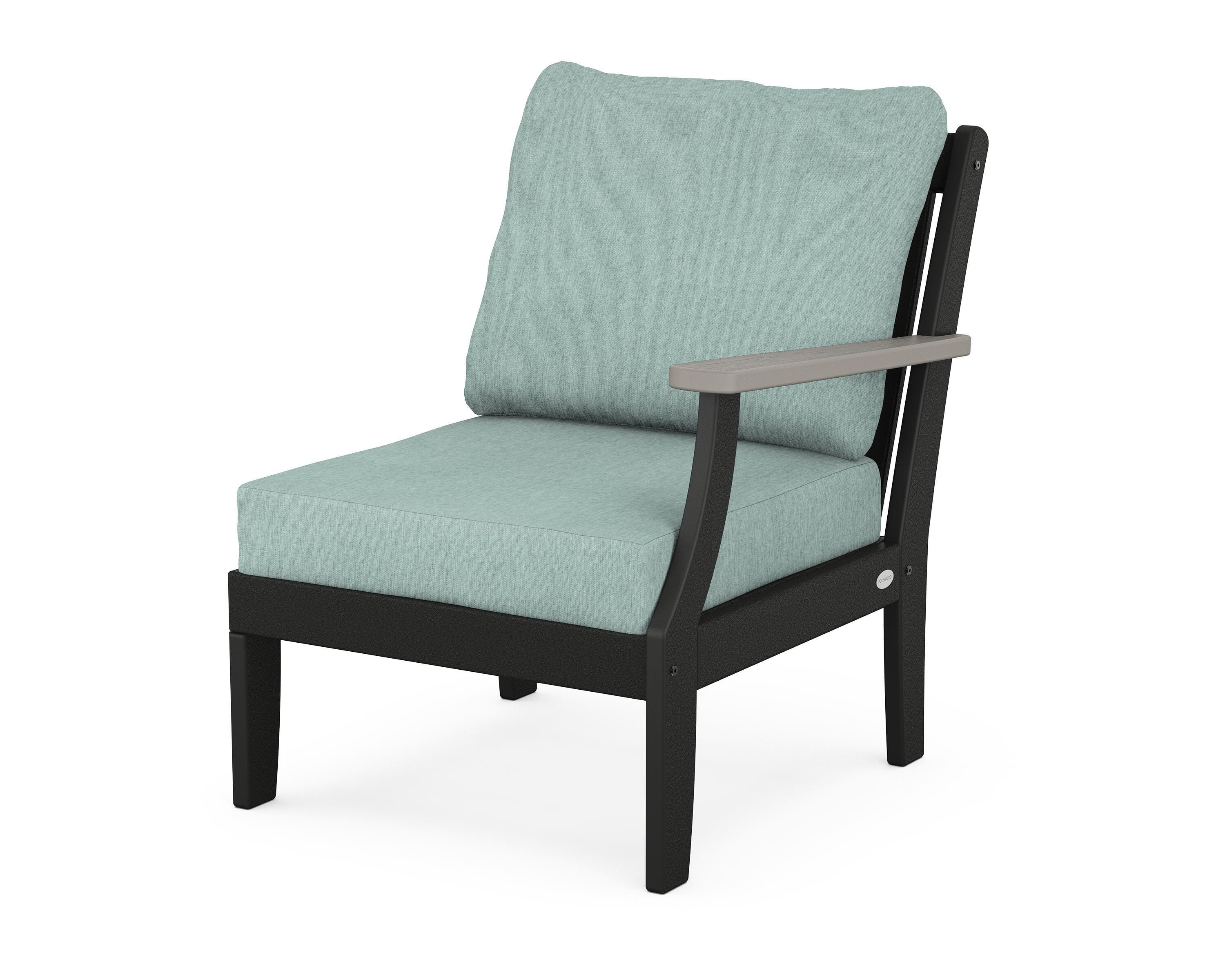 POLYWOOD® Braxton Modular Right Arm Chair in Black / Driftwood / Glacier Spa