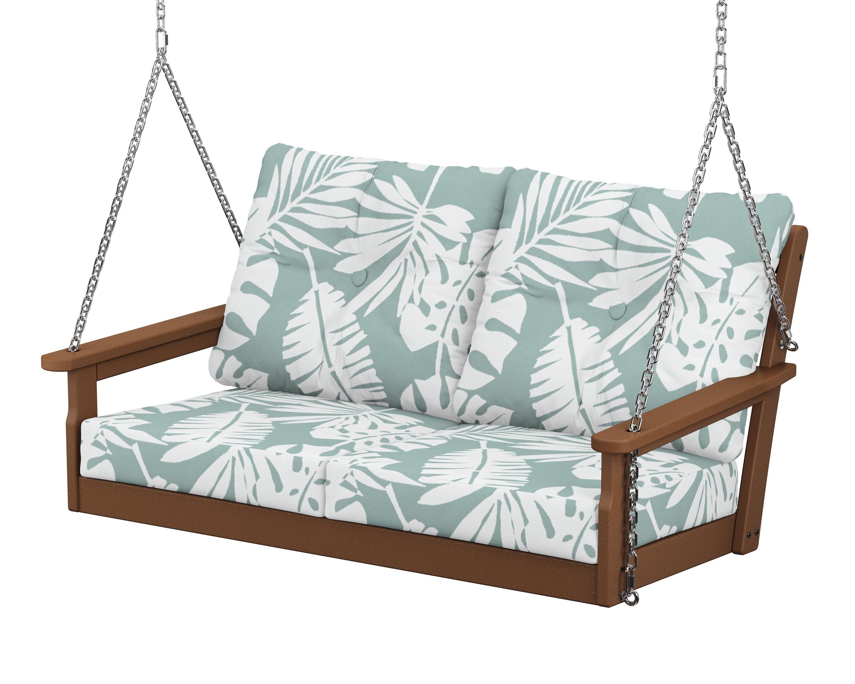 POLYWOOD® Vineyard Deep Seating Swing in Teak / Leaf Glacier Spa