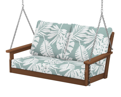 POLYWOOD® Vineyard Deep Seating Swing in Teak / Leaf Glacier Spa