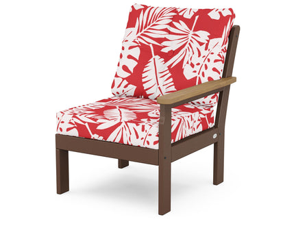 POLYWOOD® Vineyard Modular Right Arm Chair in Mahogany / Natural / Leaf Crimson