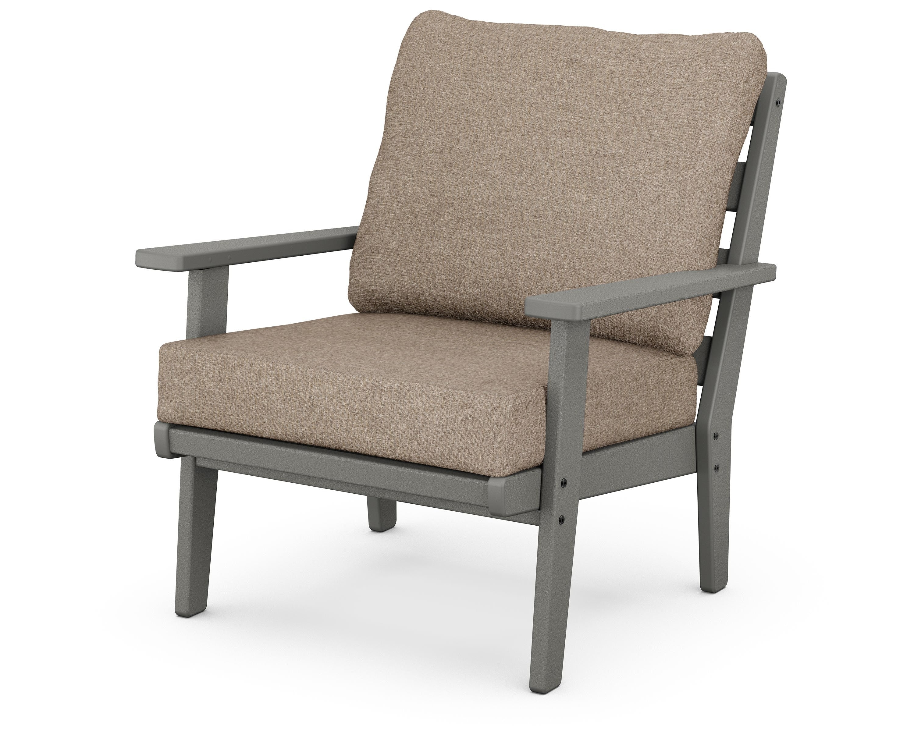 POLYWOOD® Grant Park Deep Seating Chair in Slate Grey / Spiced Burlap