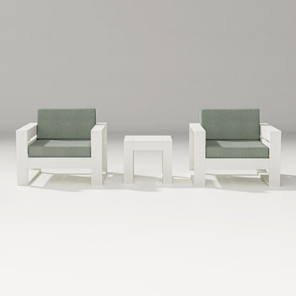 PW Designer Series Latitude 3-Piece Lounge Chair Set in Vintage White / Cast Sage