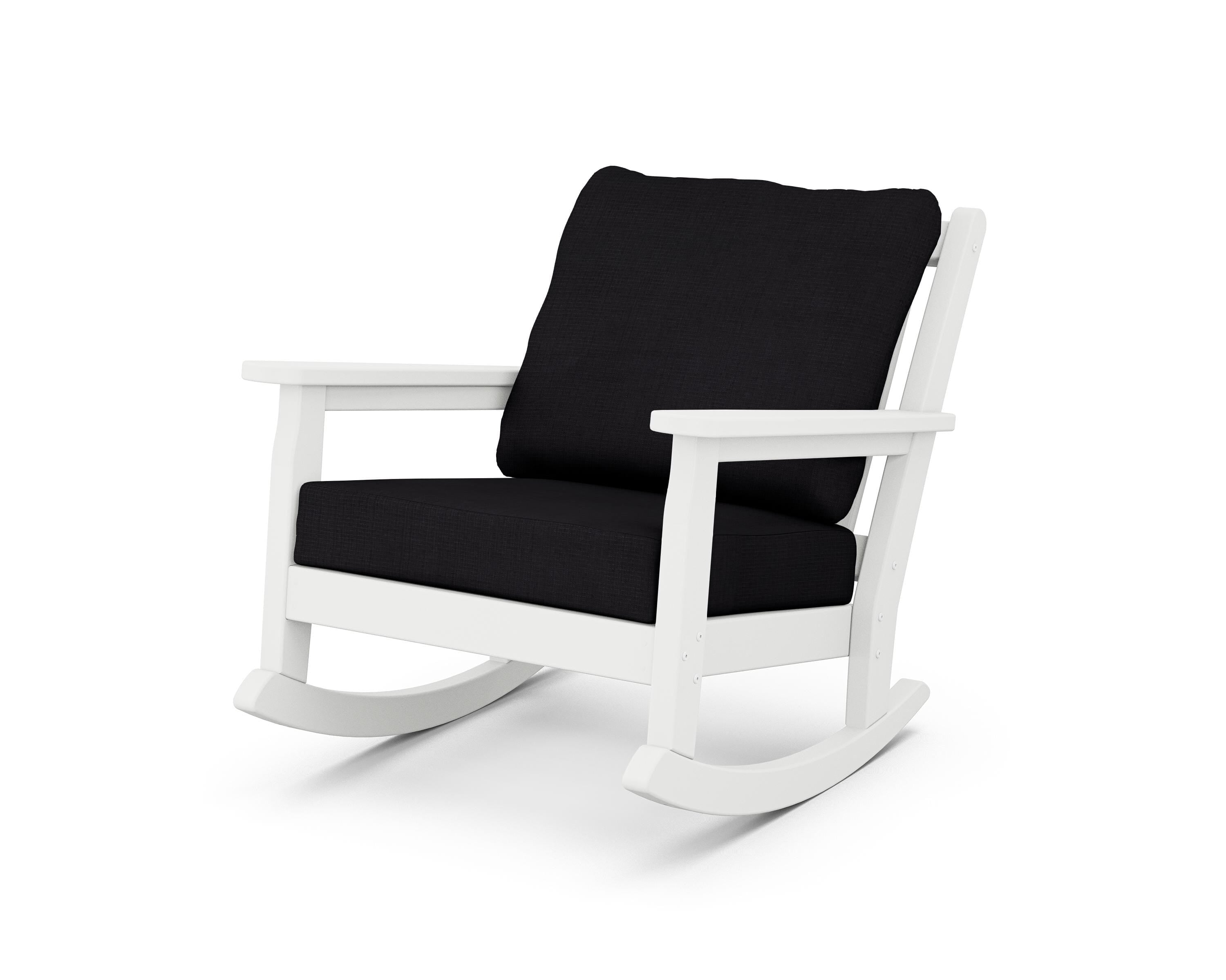 POLYWOOD® Chippendale Deep Seating Rocking Chair in White / Midnight Linen