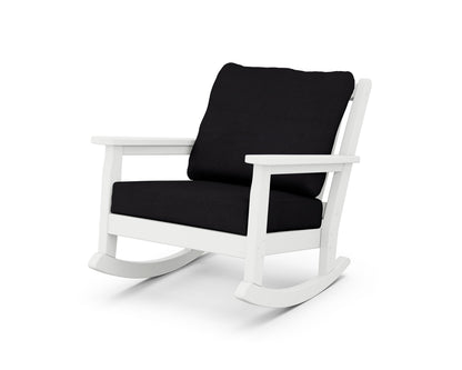 POLYWOOD® Chippendale Deep Seating Rocking Chair in White / Midnight Linen
