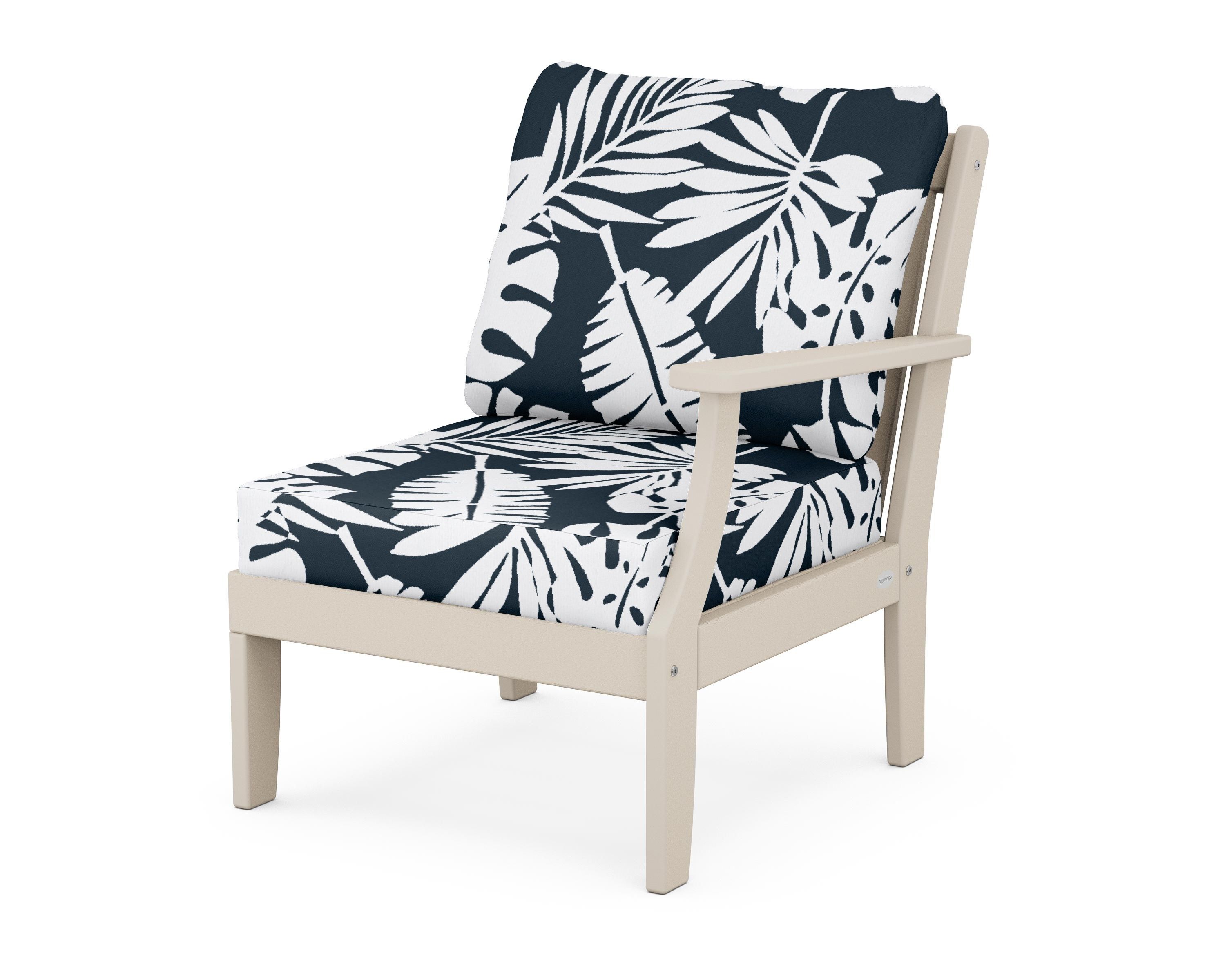 POLYWOOD® Braxton Modular Right Arm Chair in Sand / Leaf Marine Indigo
