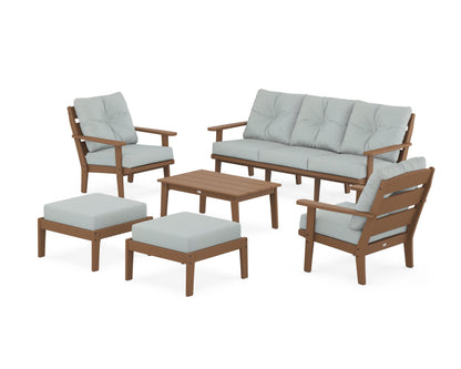 POLYWOOD® Lakeside 6-Piece Lounge Sofa Set in Teak / Spa