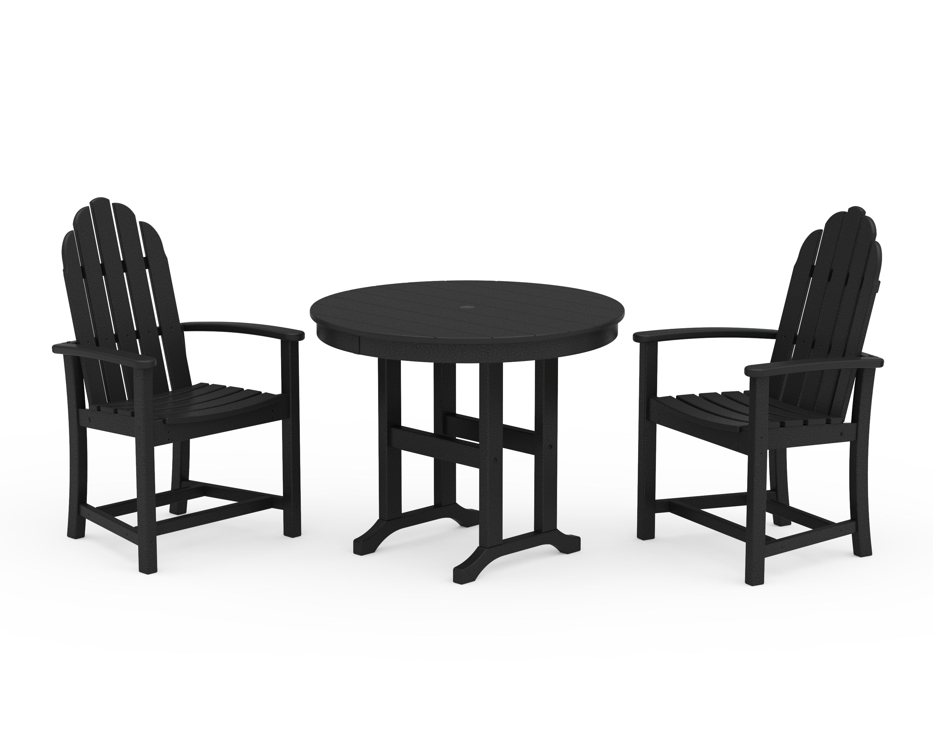 POLYWOOD® Classic Adirondack 3-Piece Round Dining Set in Black