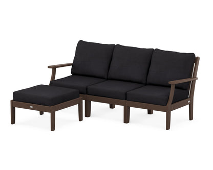 POLYWOOD® Braxton Modular 4-Piece Deep Seating Set with Ottoman in Mahogany / Midnight Linen