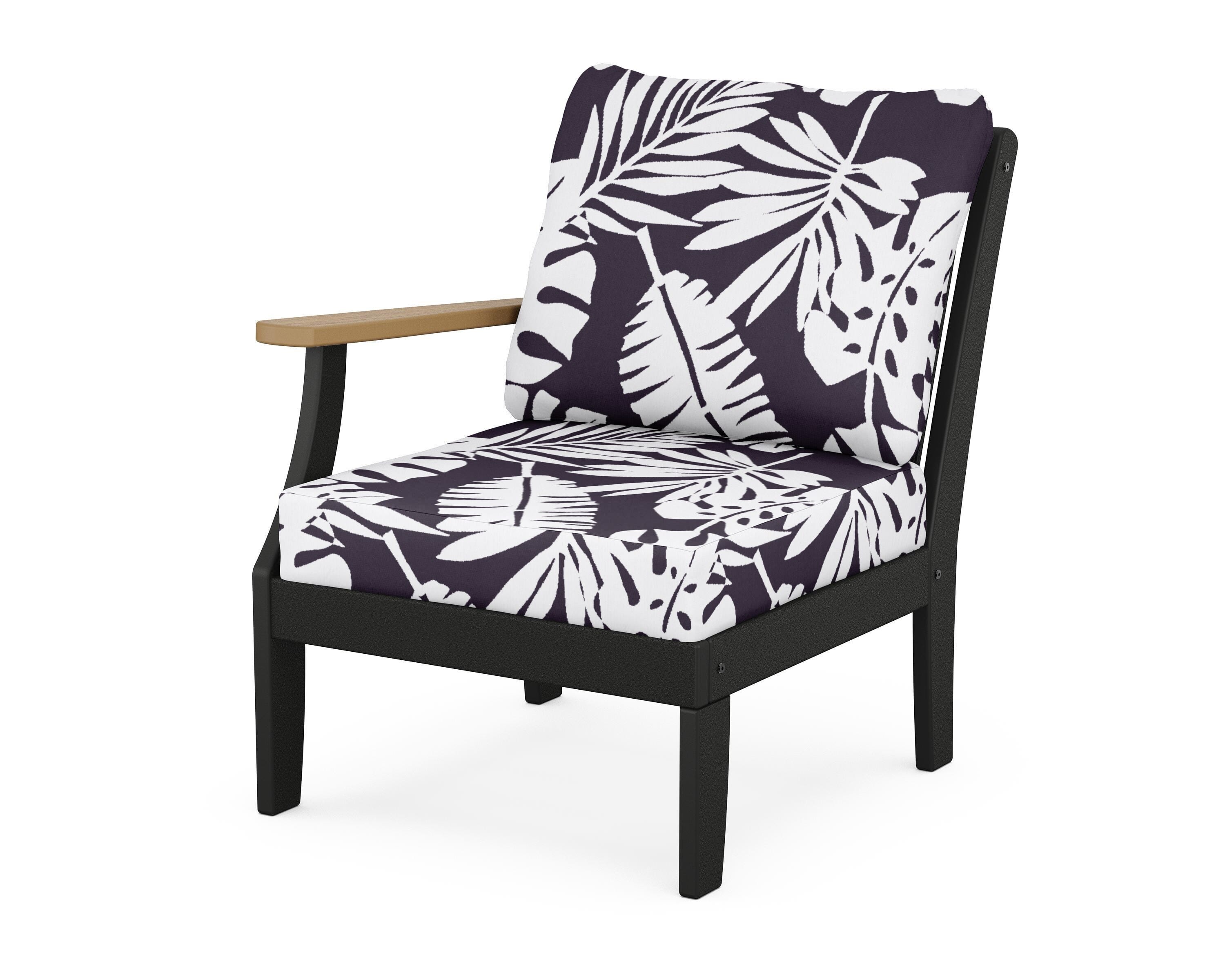 POLYWOOD® Braxton Modular Left Arm Chair in Black / Natural / Leaf Navy