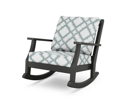 Country Living Wovendale Deep Seating Rocking Chair in Black / Trellis Glacier Spa