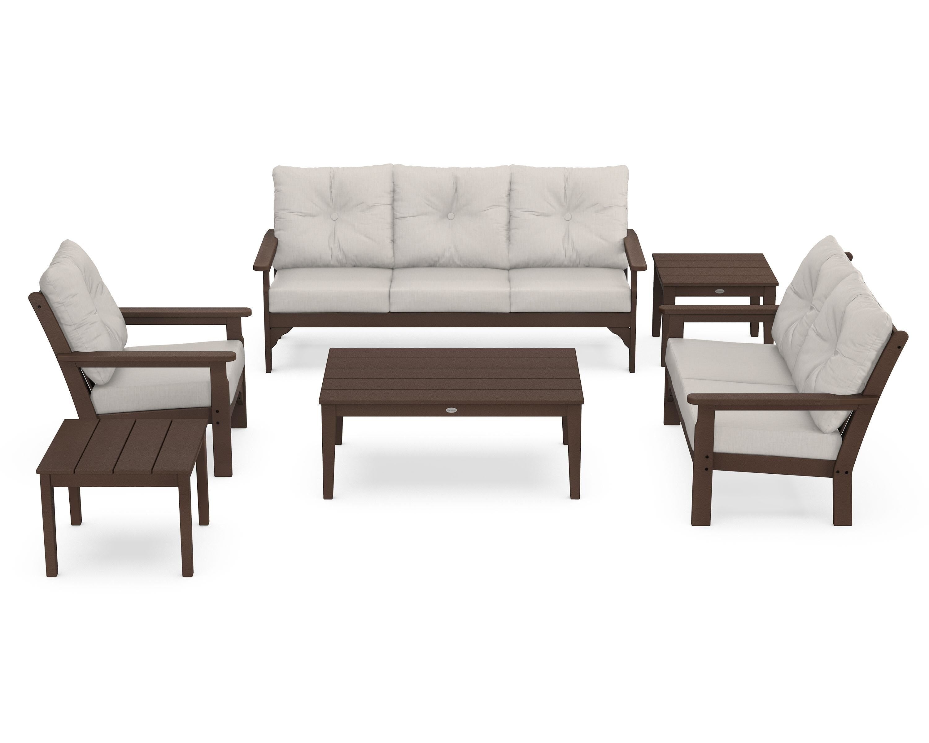 POLYWOOD® Vineyard 6-Piece Deep Seating Set in Mahogany / Cast Ash