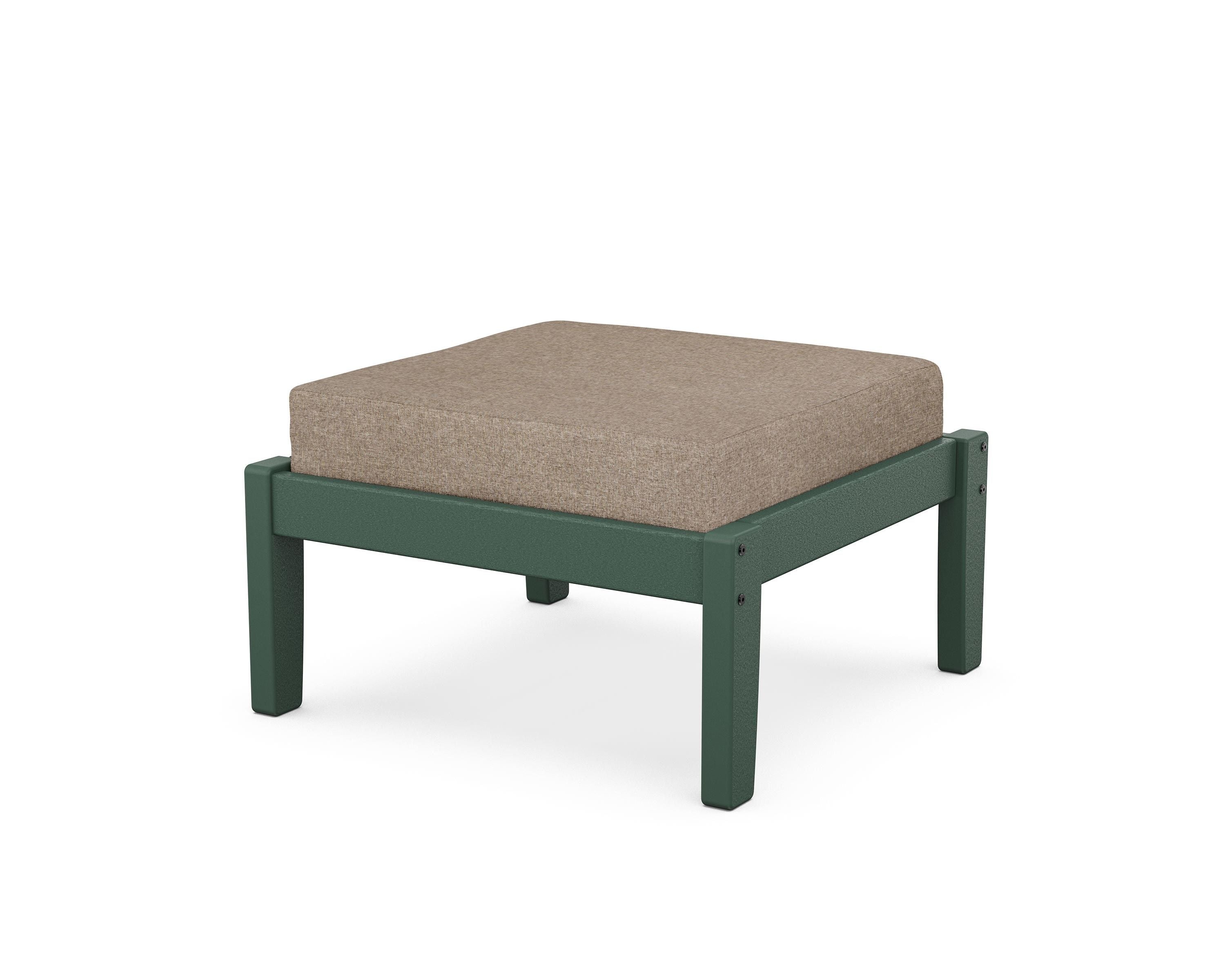 Unbranded Deep Seating Ottoman in Green / Spiced Burlap