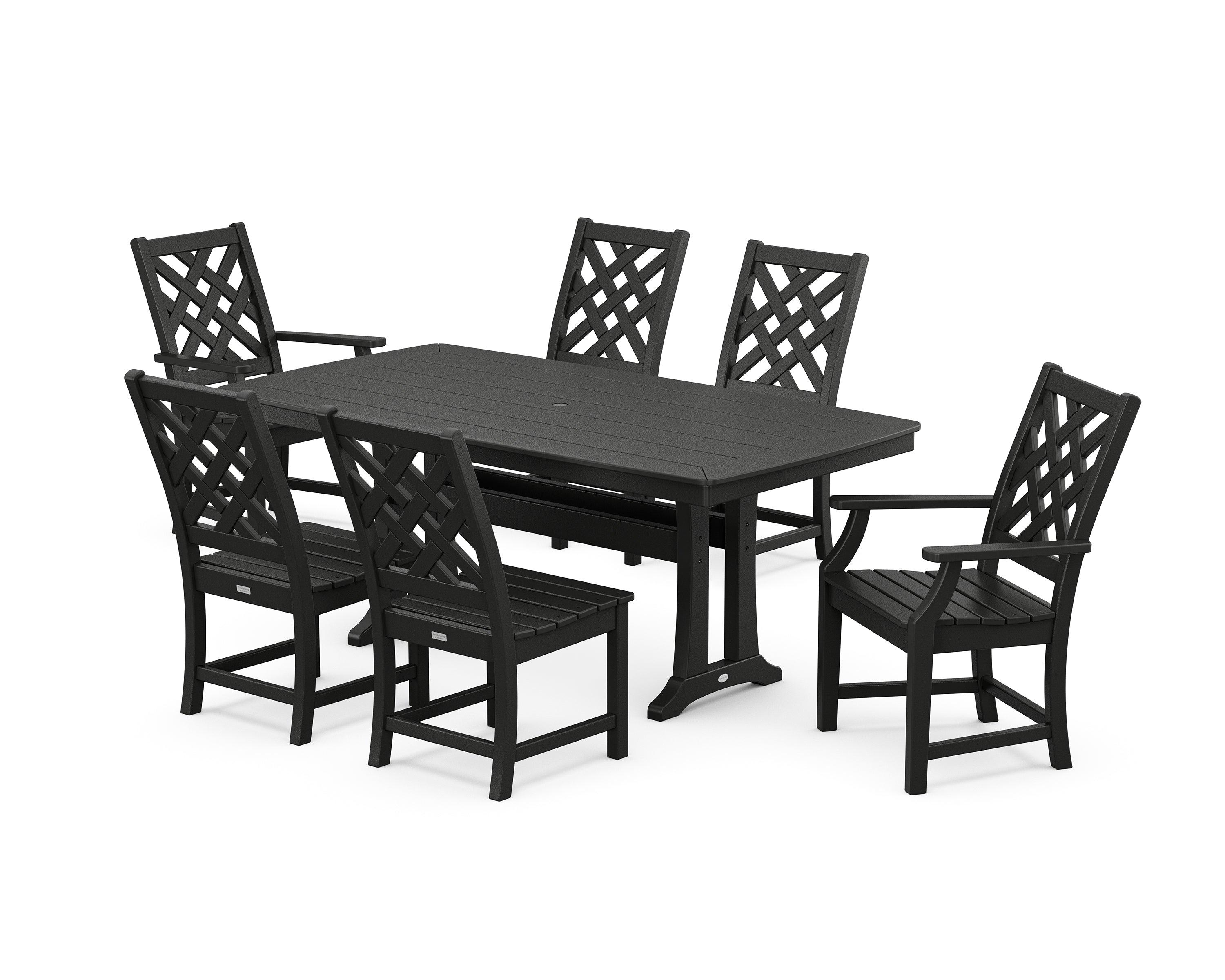 Country Living Wovendale 7-Piece Dining Set with Trestle Legs in Black